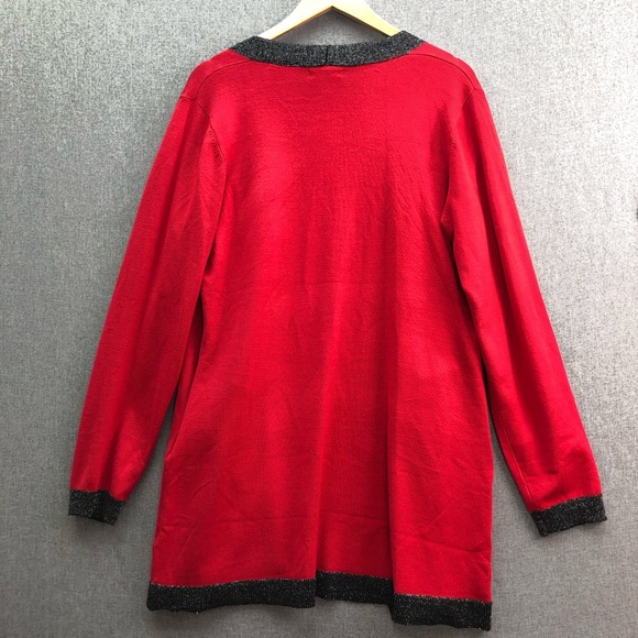 By Design Gwyneth Open Cardigan with Black Lurex Trim Size XL - Picture 2 of 10